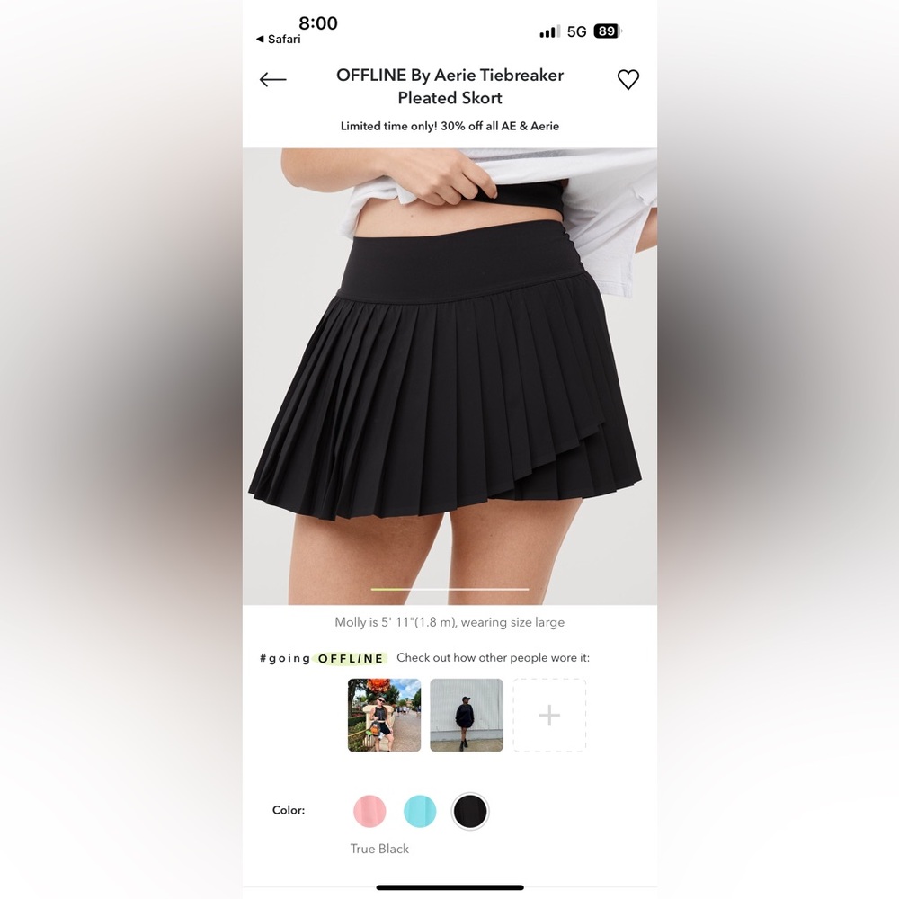Black pleated aerie skirt size L
